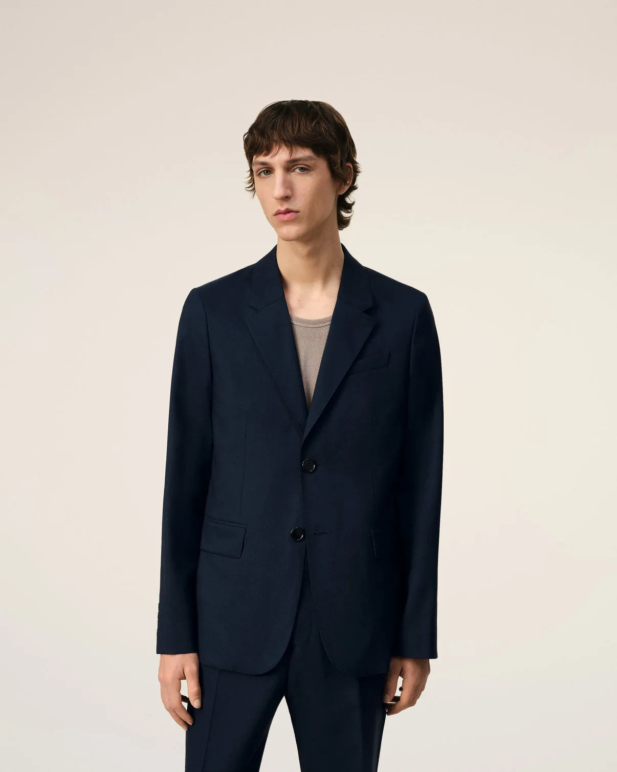 Blue Wool Two Button Jacket