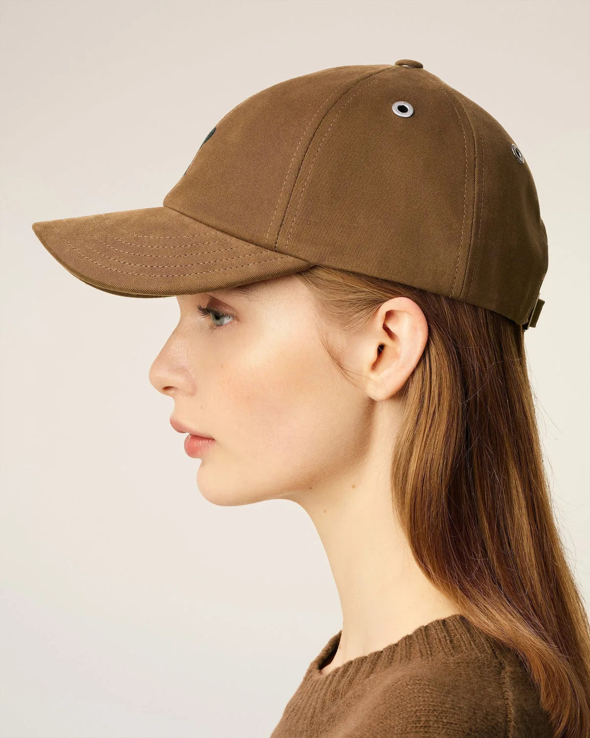 Brown Cotton Embroidery Cap