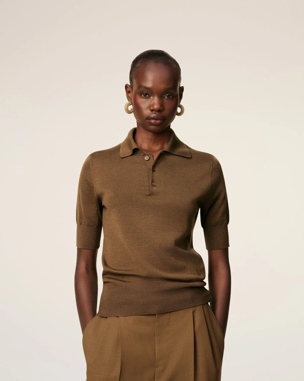 Brown Cotton Polo