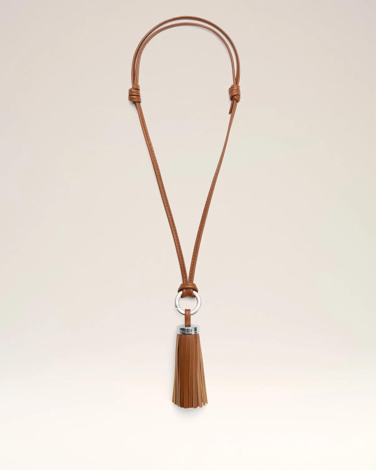 Brown Leather Pompom Keyring