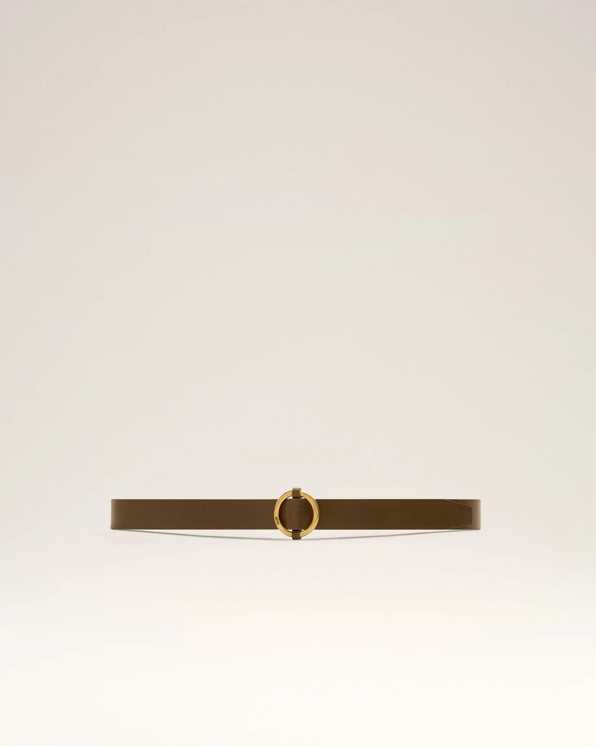 Brown Leather Round Buckle Belt