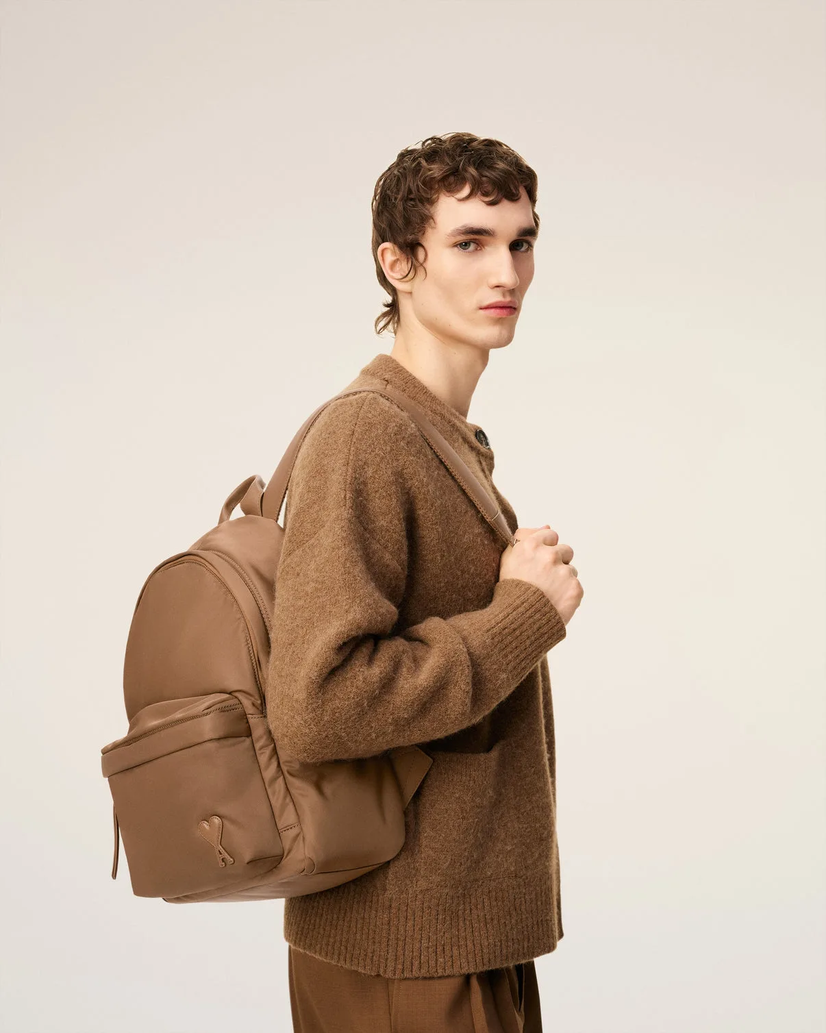 Brown Nylon Canvas Marcel Backpack