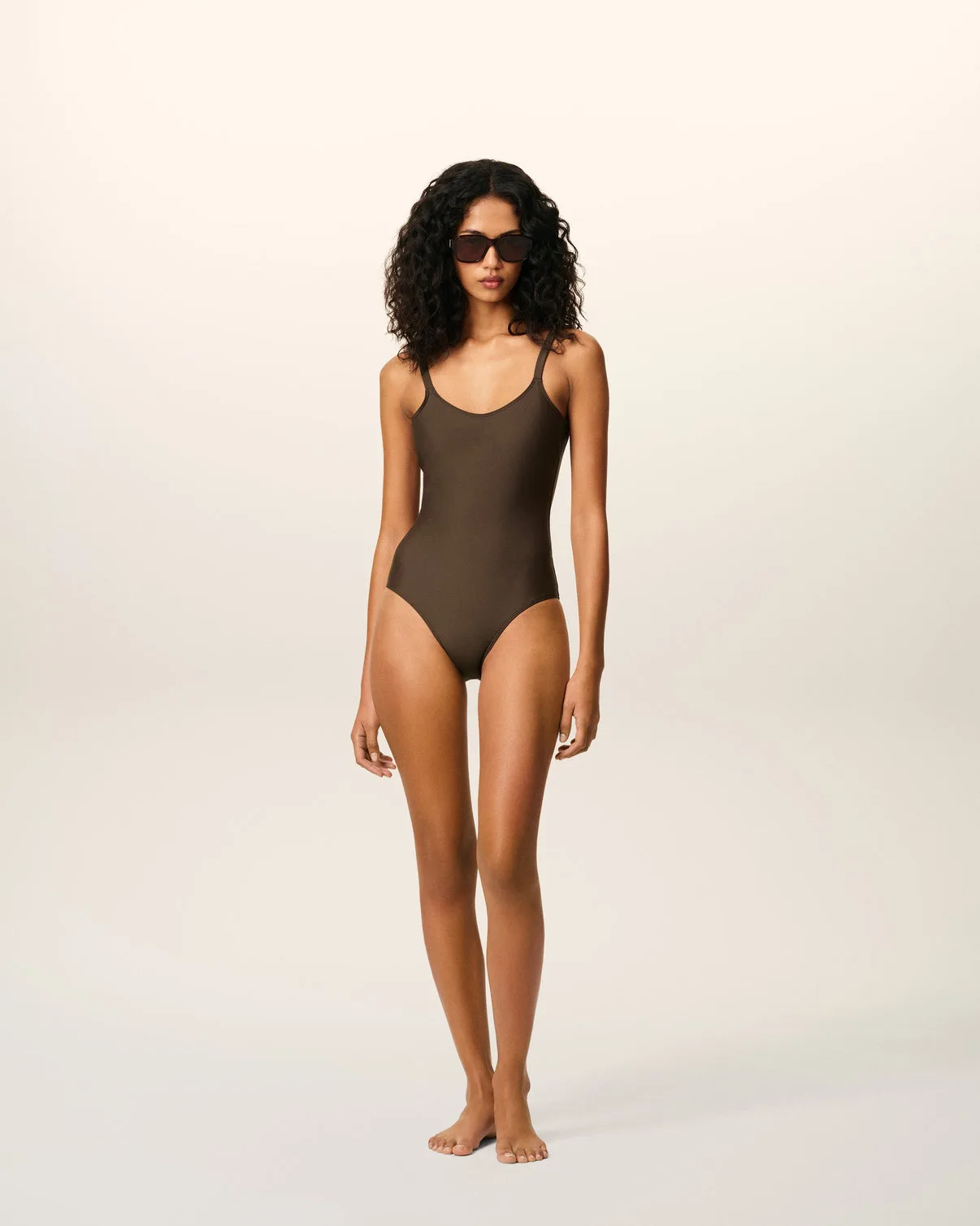 Brown One Piece Swimwear