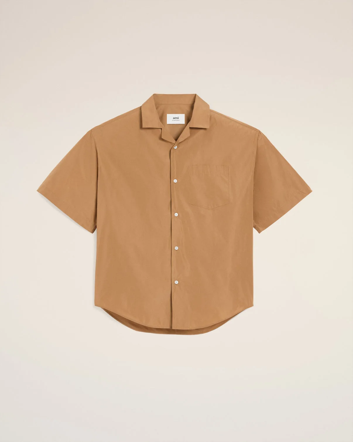 Brown Taffetass Short Sleeved Boxy Shirt