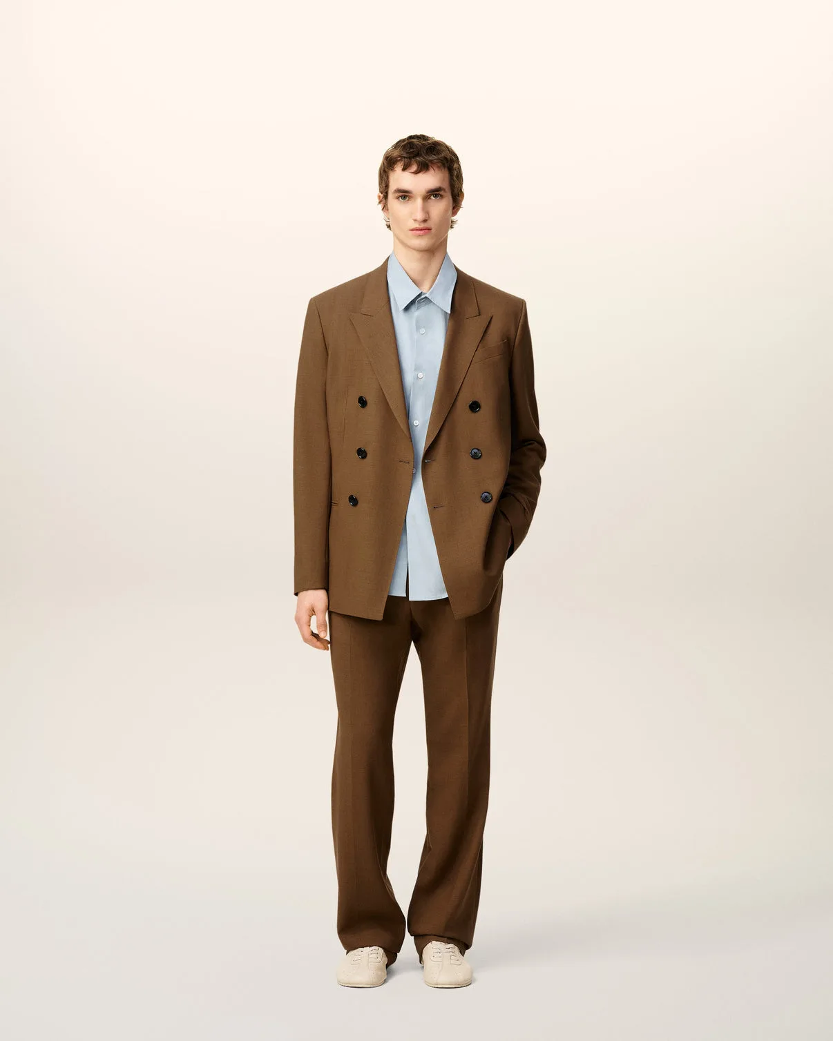 Brown Wool Double Breasted Jacket
