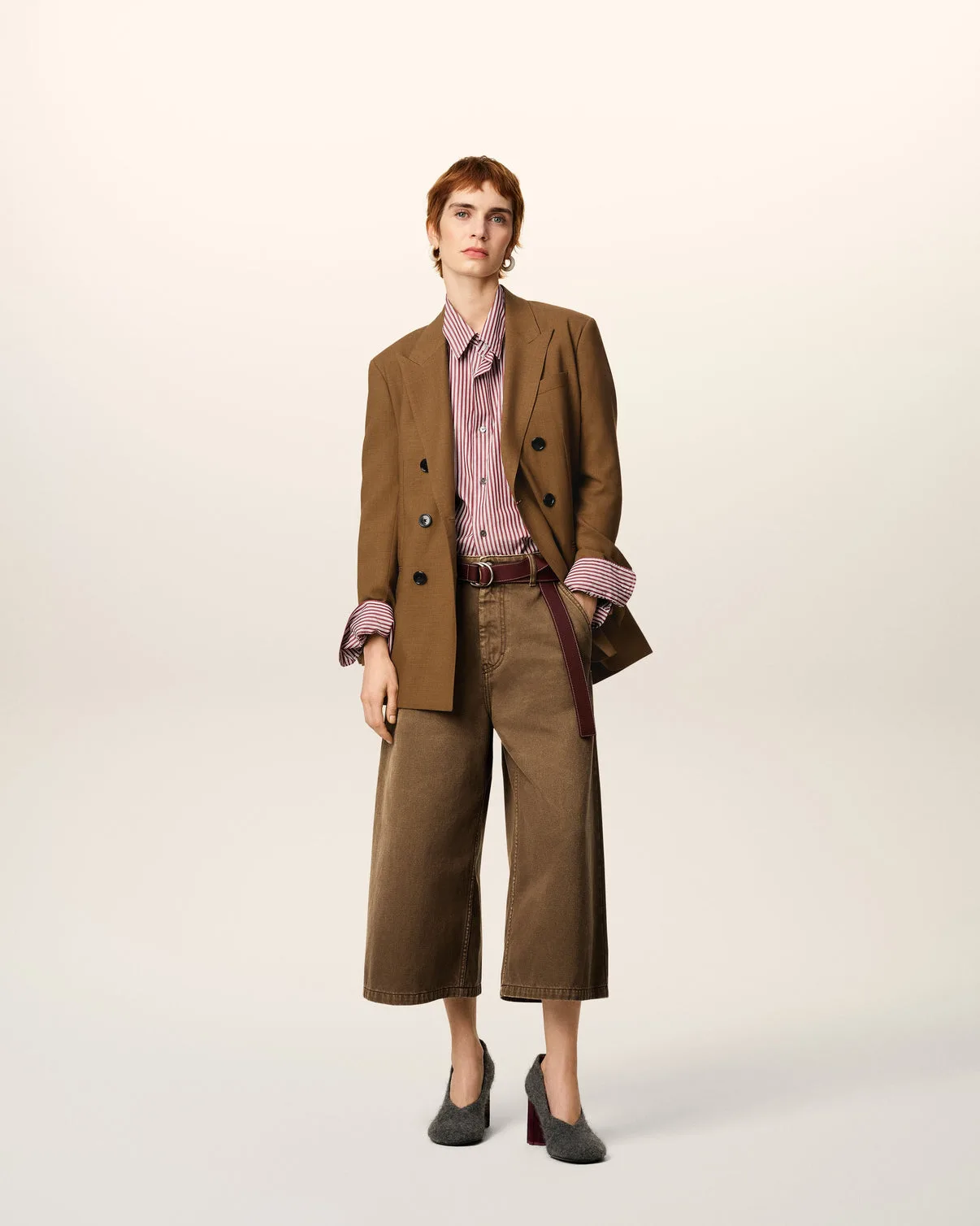 Brown Wool Double Breasted Jacket