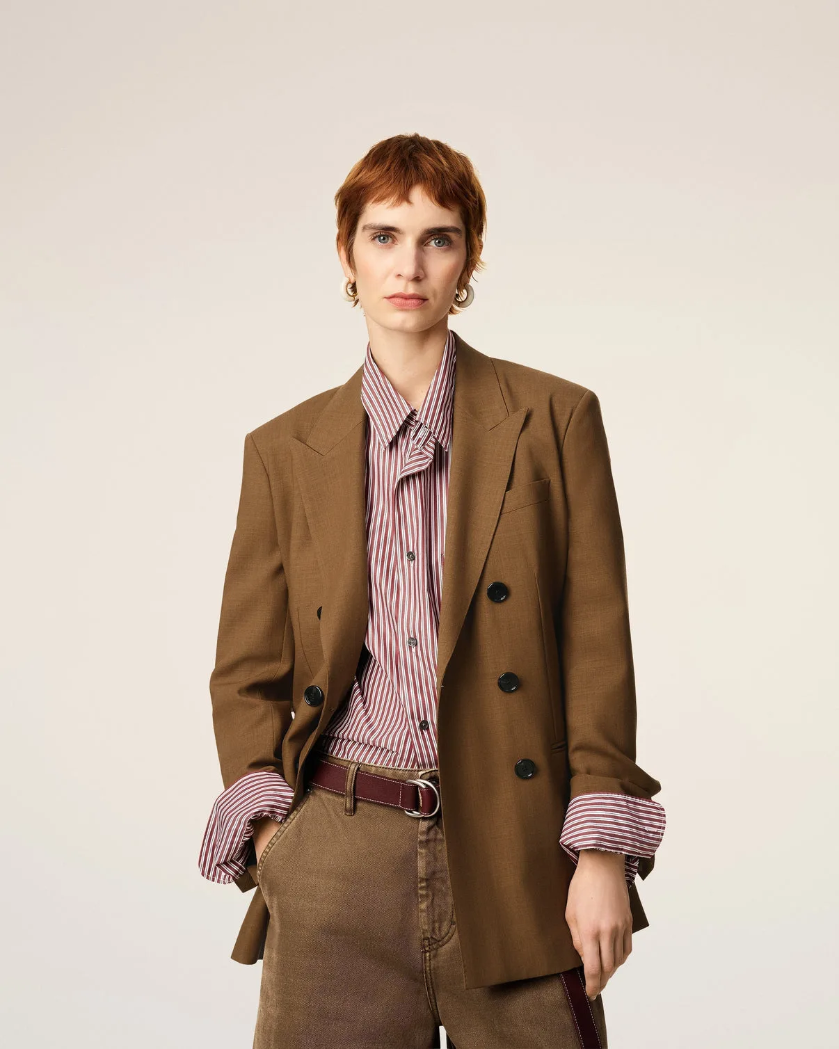 Brown Wool Double Breasted Jacket