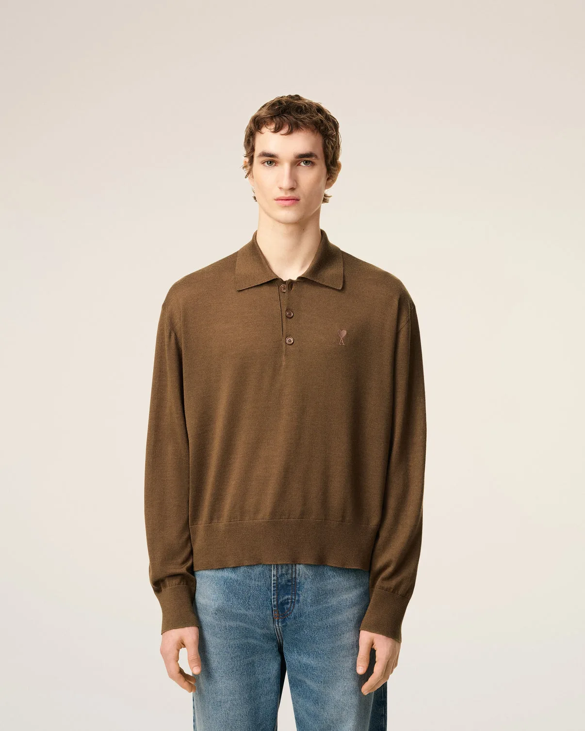 Brown Wool Polo