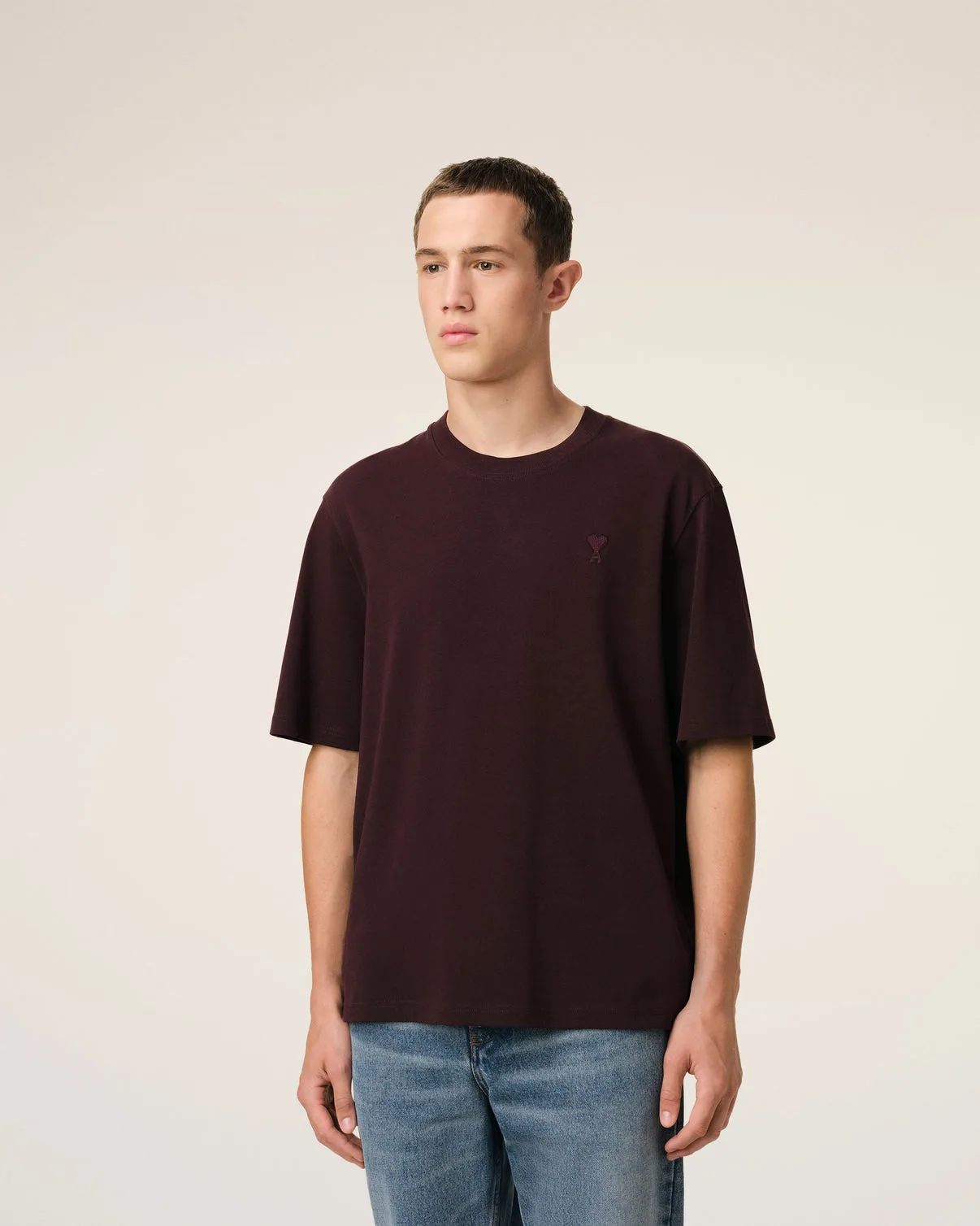 Burgundy Cotton Tonal T-Shirt