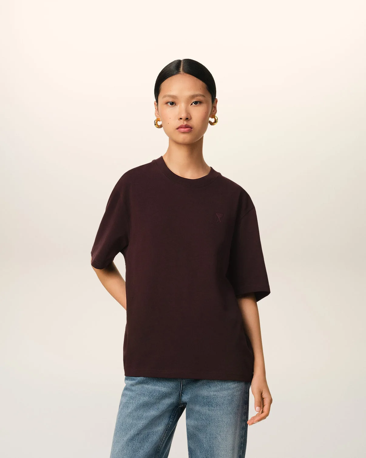 Burgundy Cotton Tonal T-Shirt