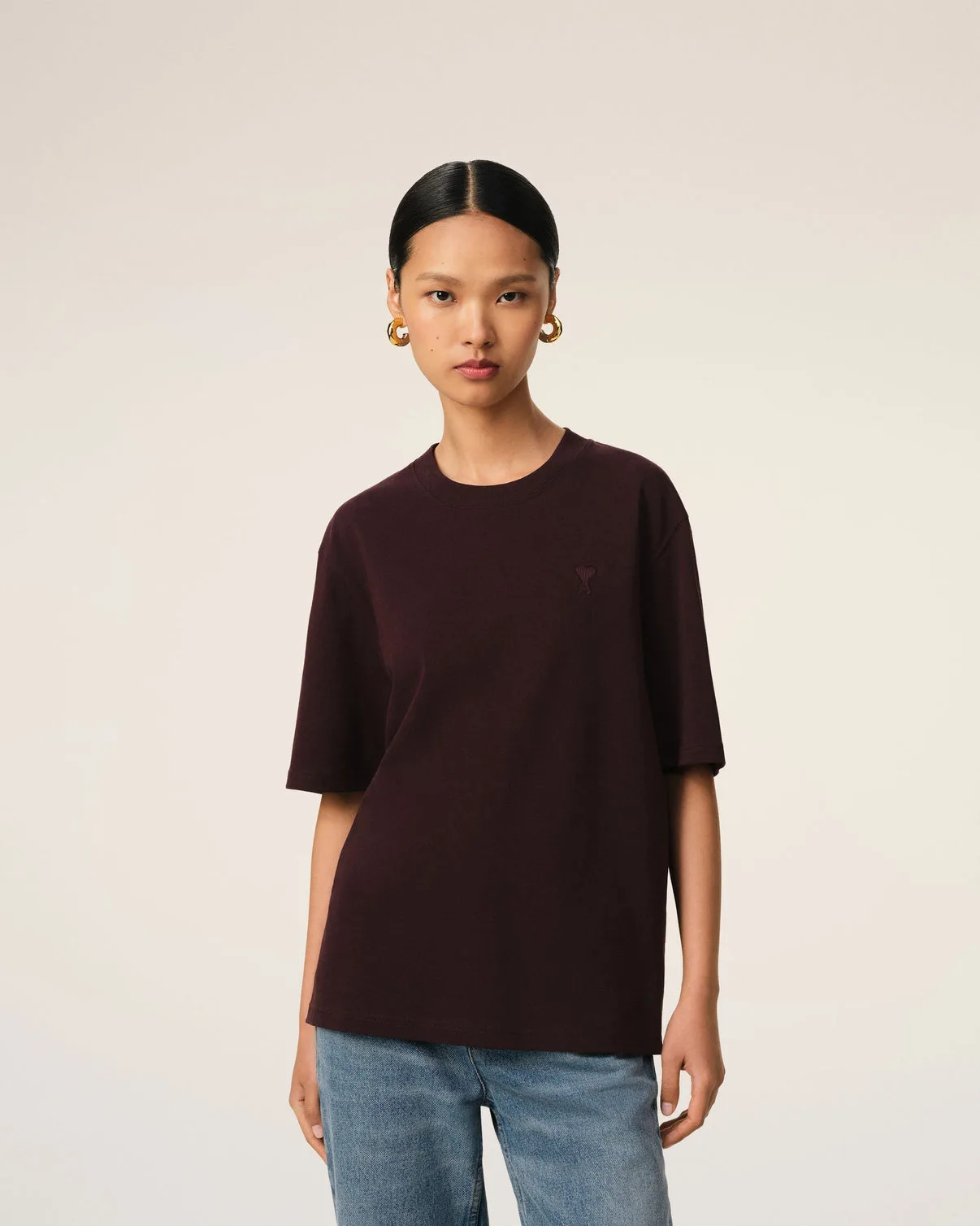 Burgundy Cotton Tonal T-Shirt