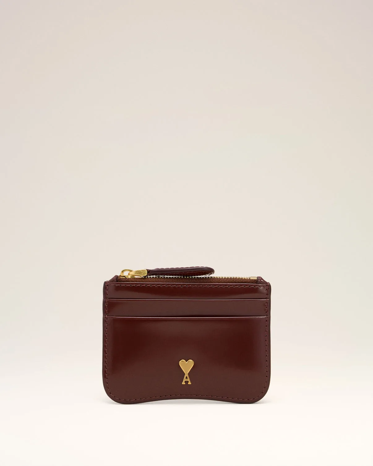 Burgundy Glazed Leather Paris Paris Zipped Card Holder