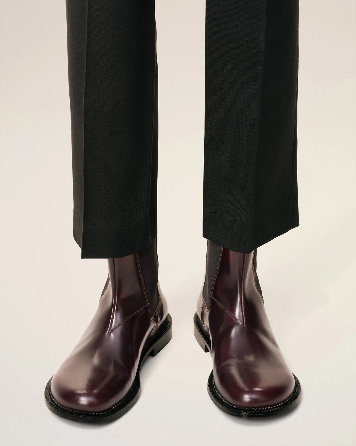 Burgundy Leather Anatomical Toe Chelsea Boots