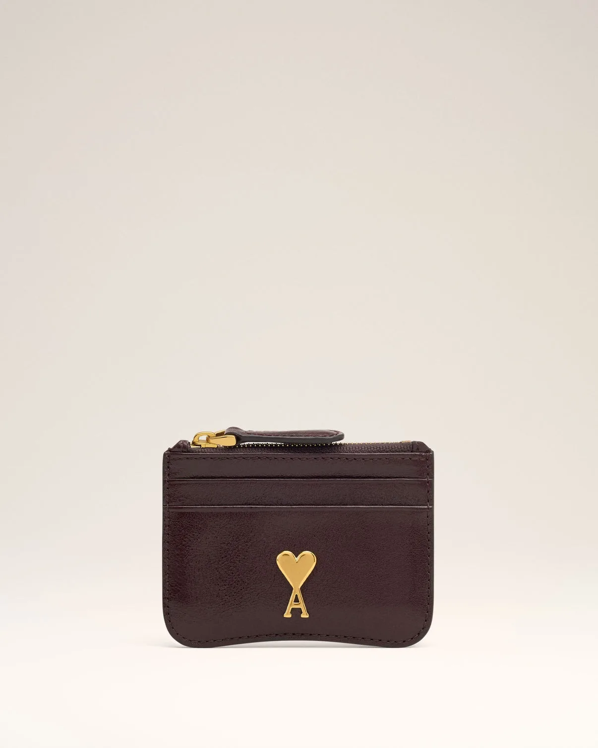 Burgundy Leather Paris Paris Zipped Card Holder
