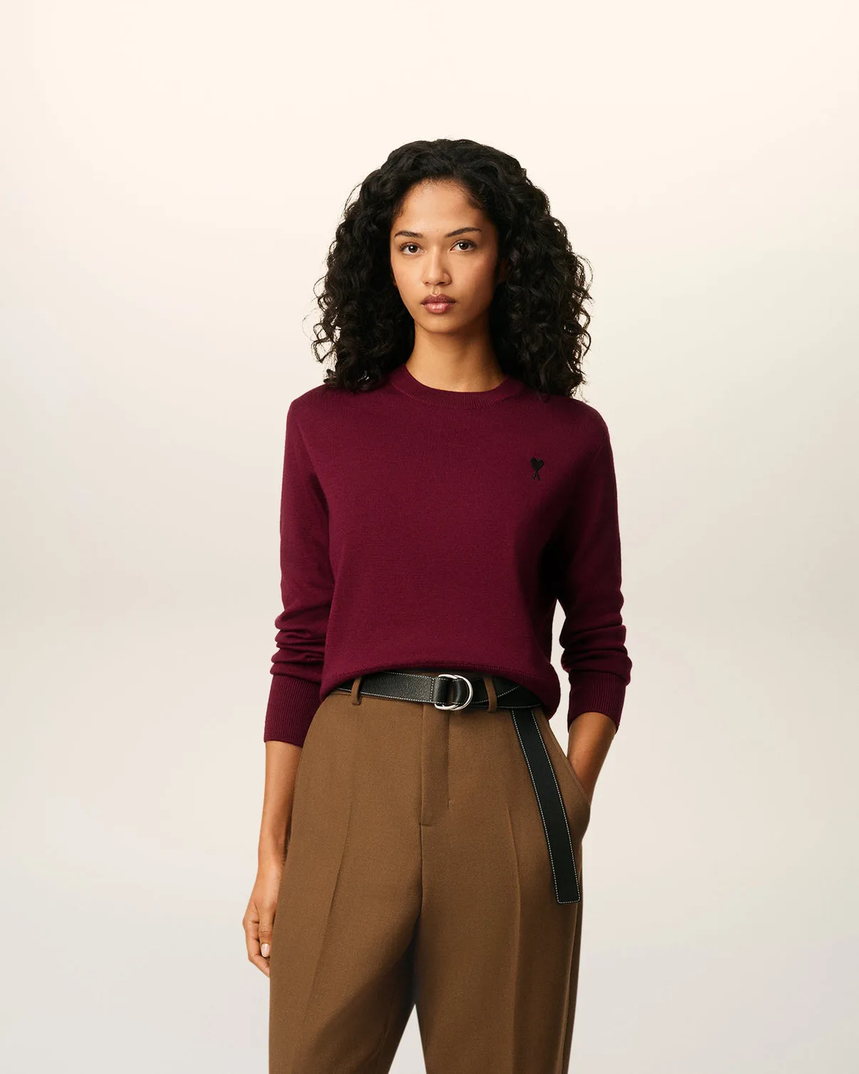 Burgundy Wool Crewneck Sweater