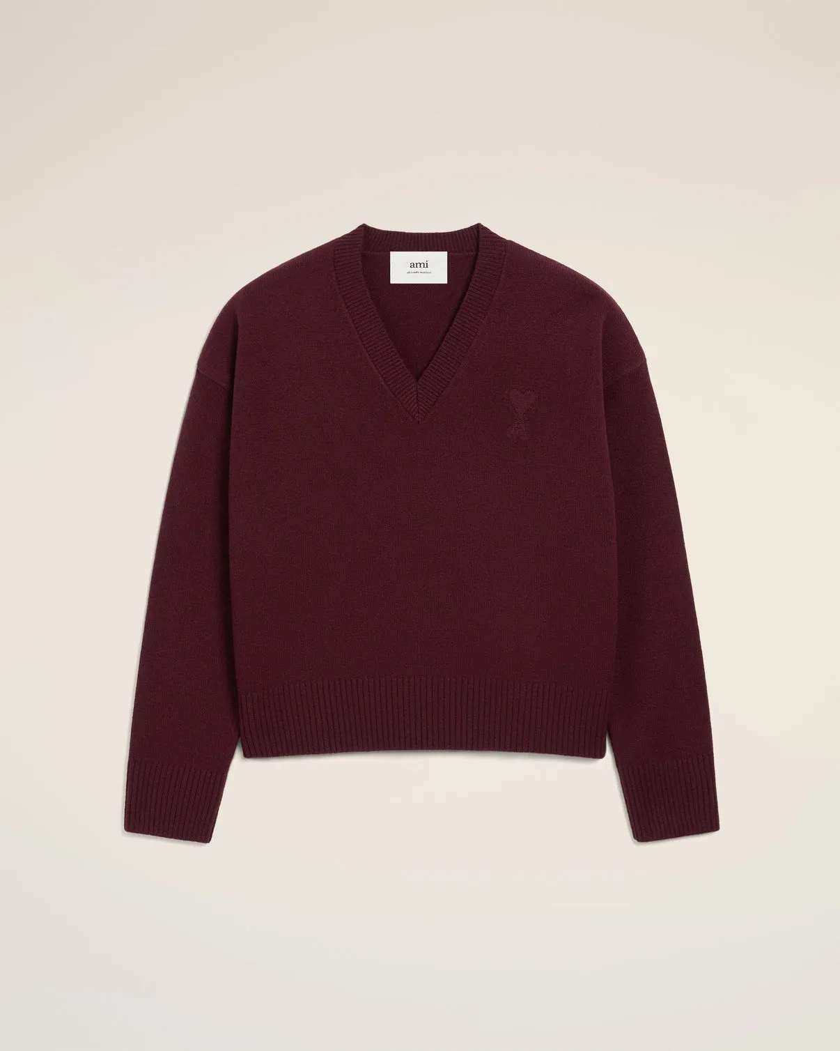 Burgundy Wool V Neck Sweater
