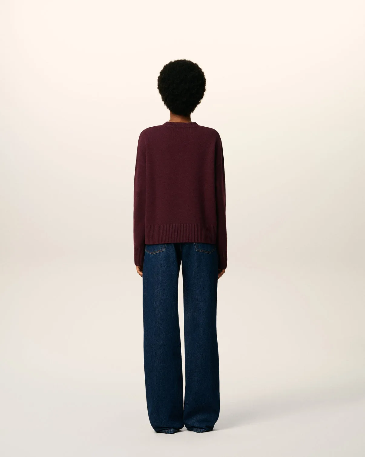Burgundy Wool V Neck Sweater