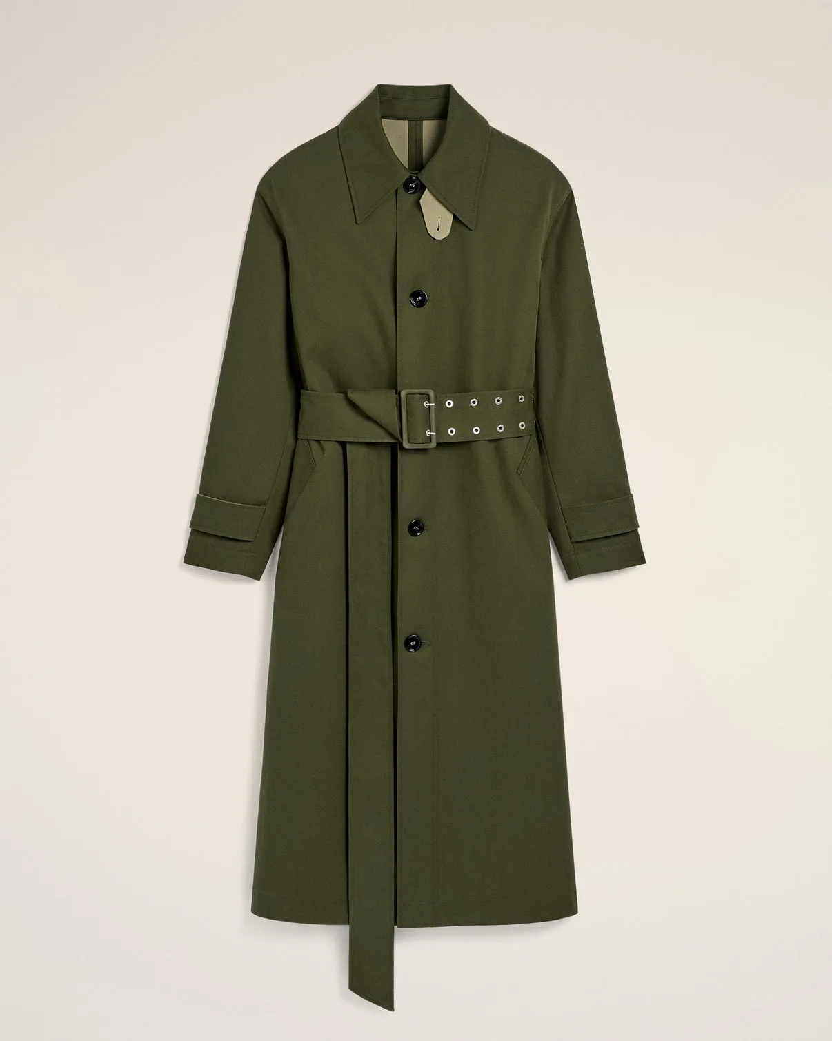 Green Cotton Belted Mac