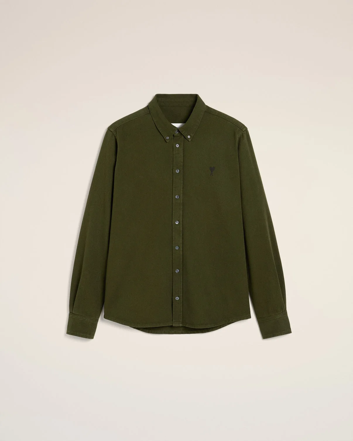 Green Cotton Button-Down Shirt
