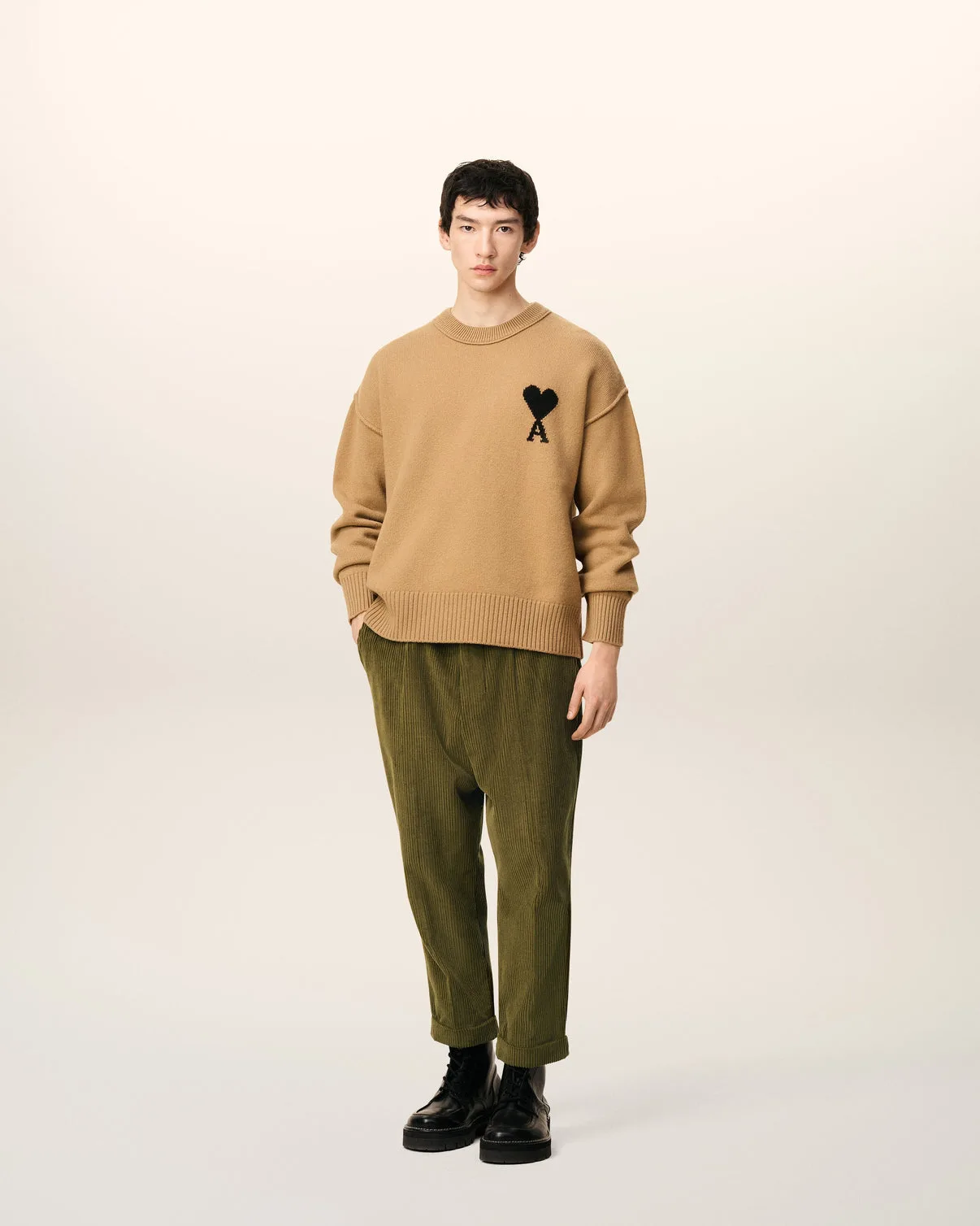 Green Cotton Carrot Corduroy Oversized Pants