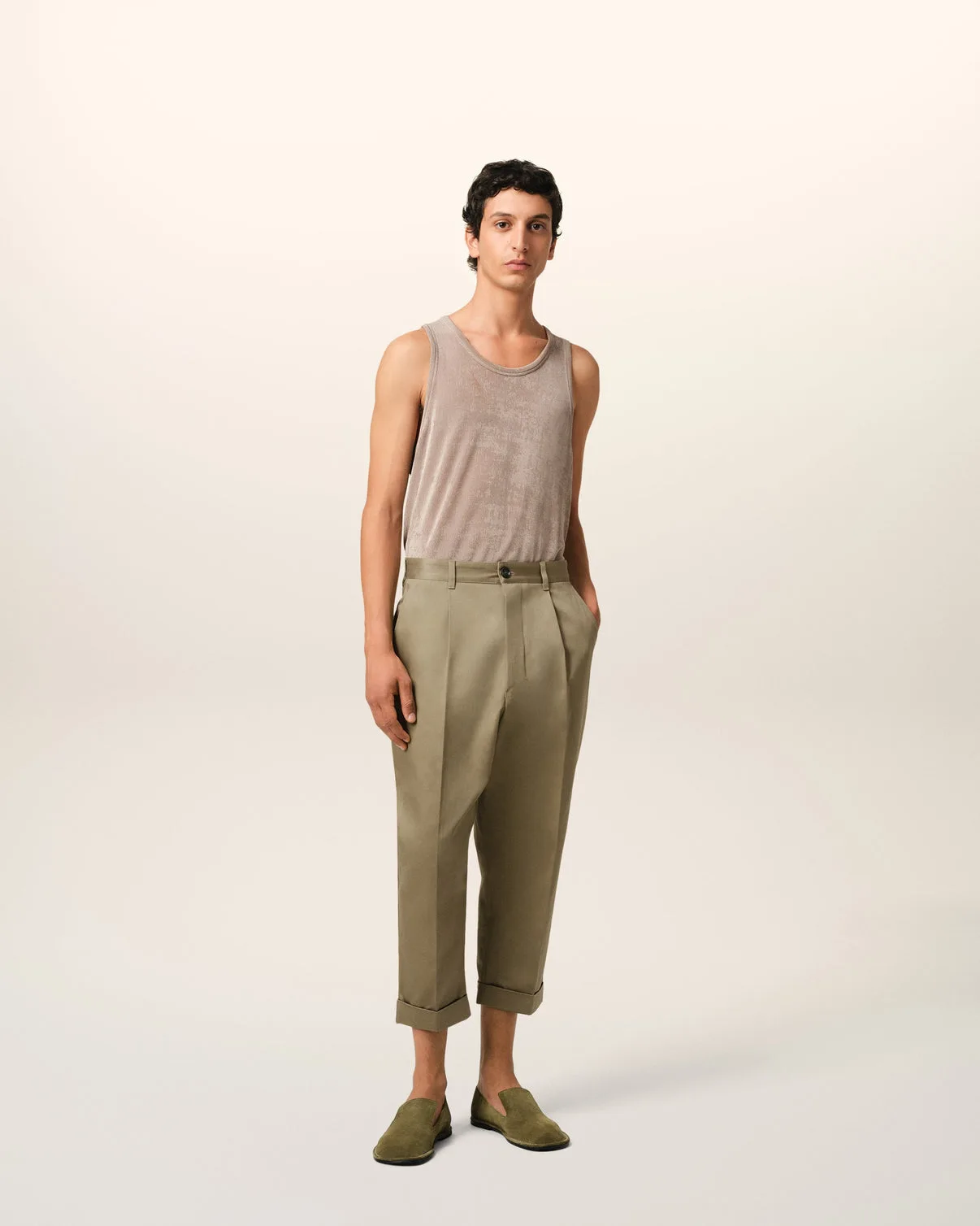 Green Cotton Carrot Oversized Pants