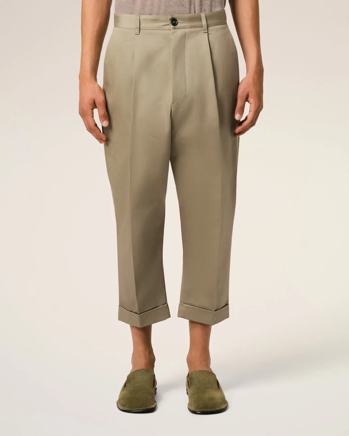 Green Cotton Carrot Oversized Pants