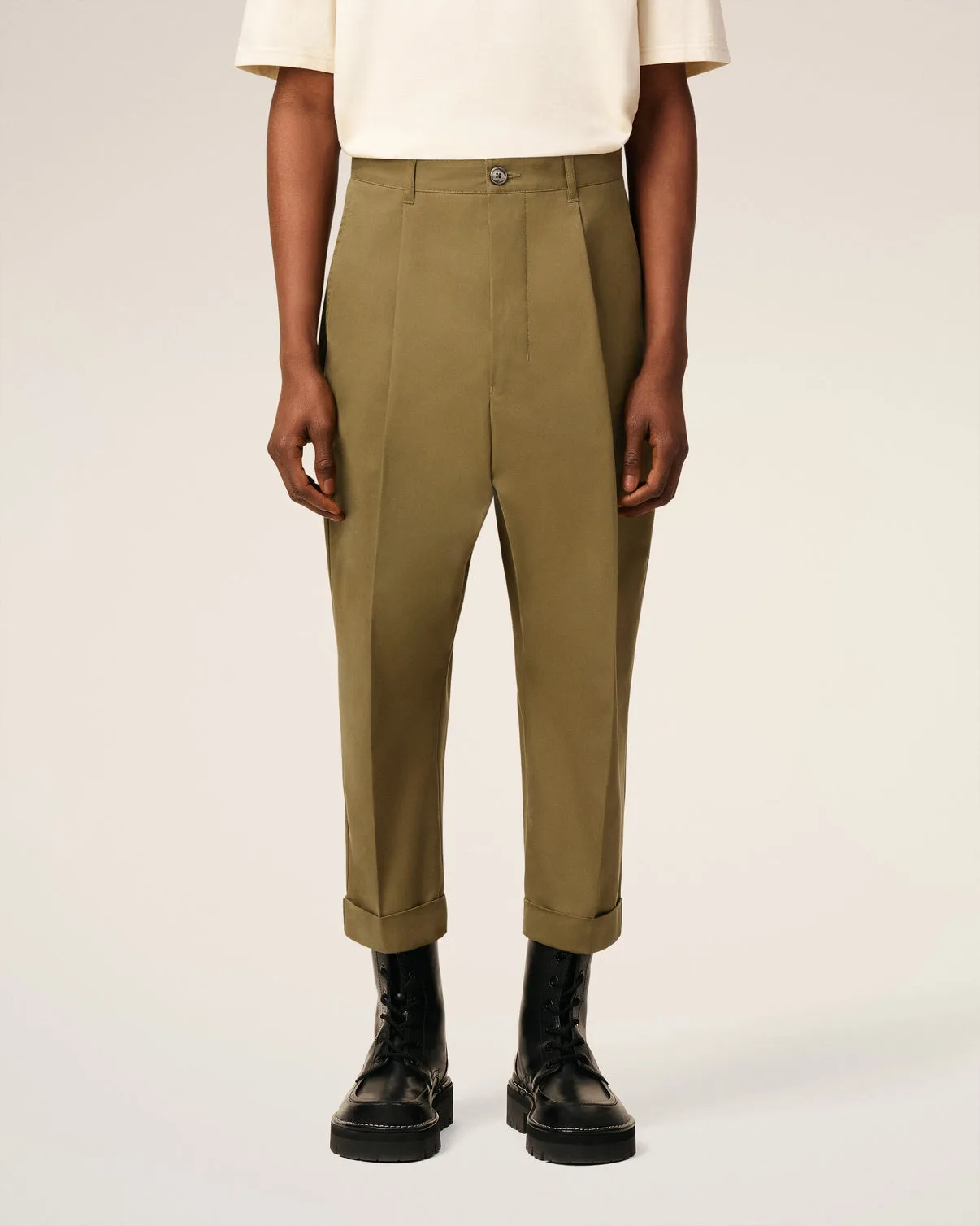 Green Cotton Carrot Oversized Pants