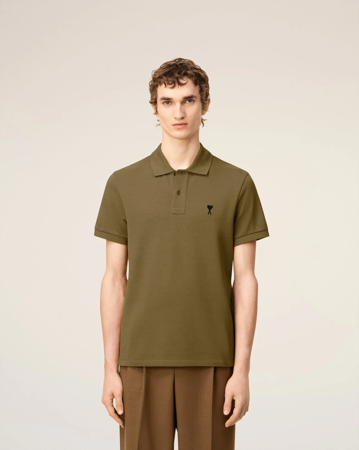 Green Cotton Contrasted Polo Shirt