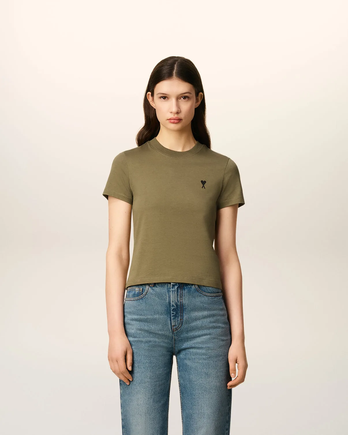 Green Cotton Cropped T-shirt