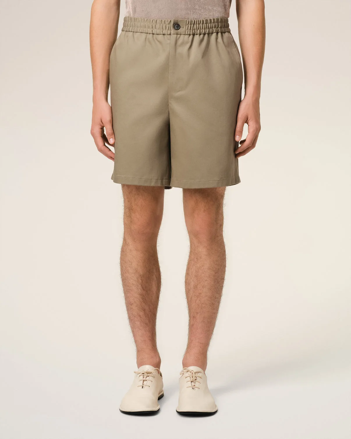 Green Cotton Elasticated Waist Shorts