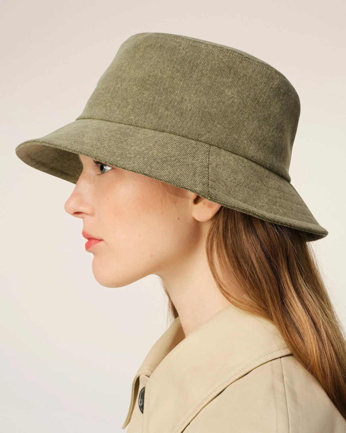 Green Cotton Embroidery Bucket Hat