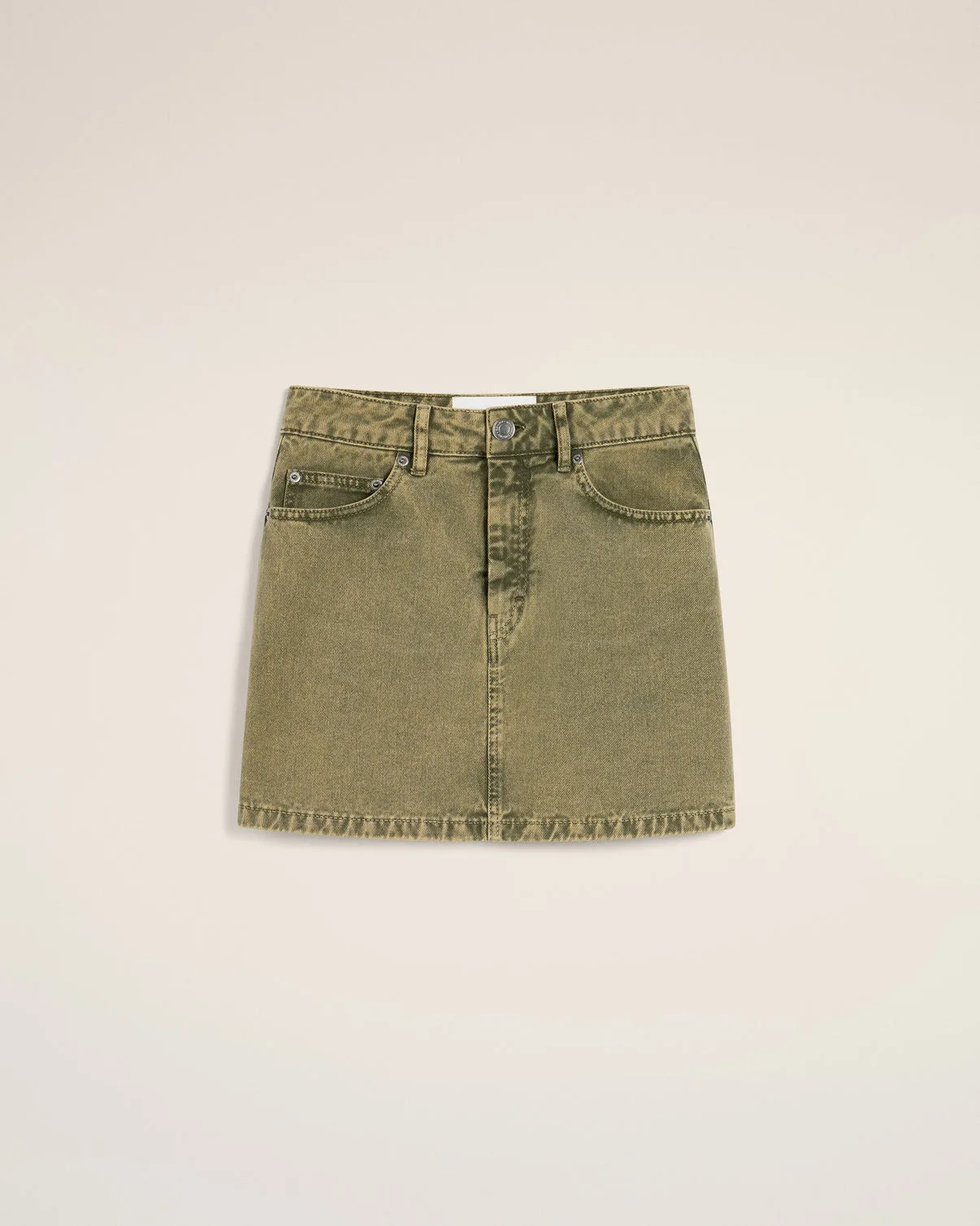 Green Cotton Mini Skirt