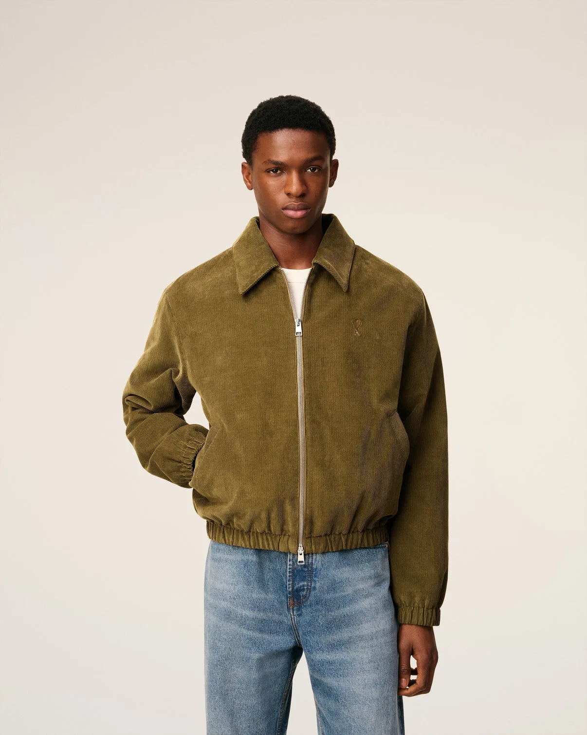 Green Cotton Padded Zipped Jacket