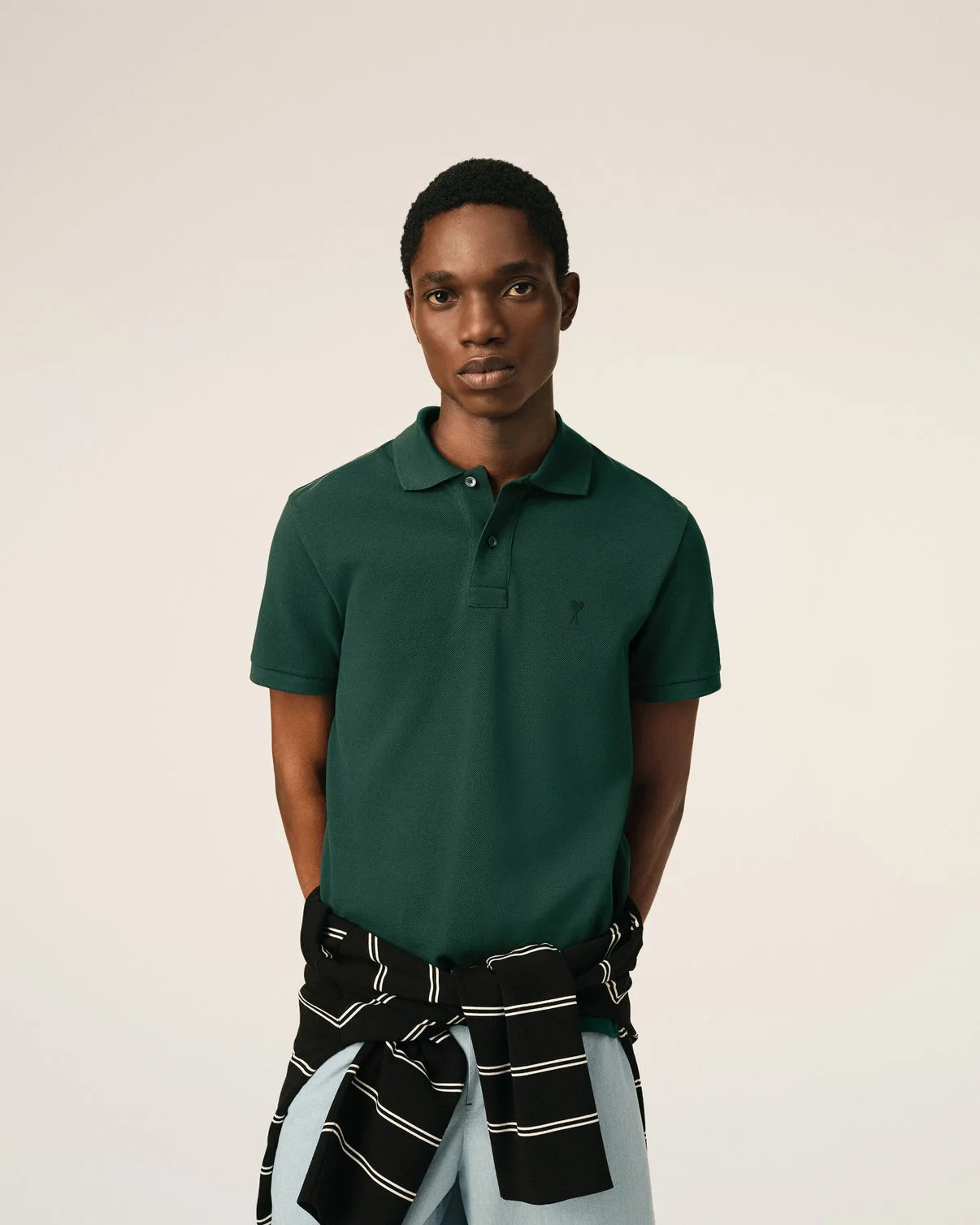 Green cotton polo with