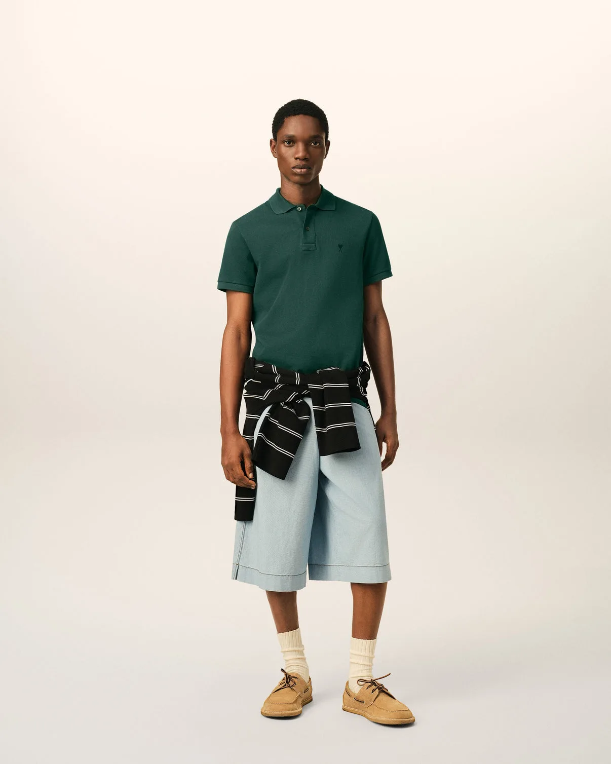 Green cotton polo with