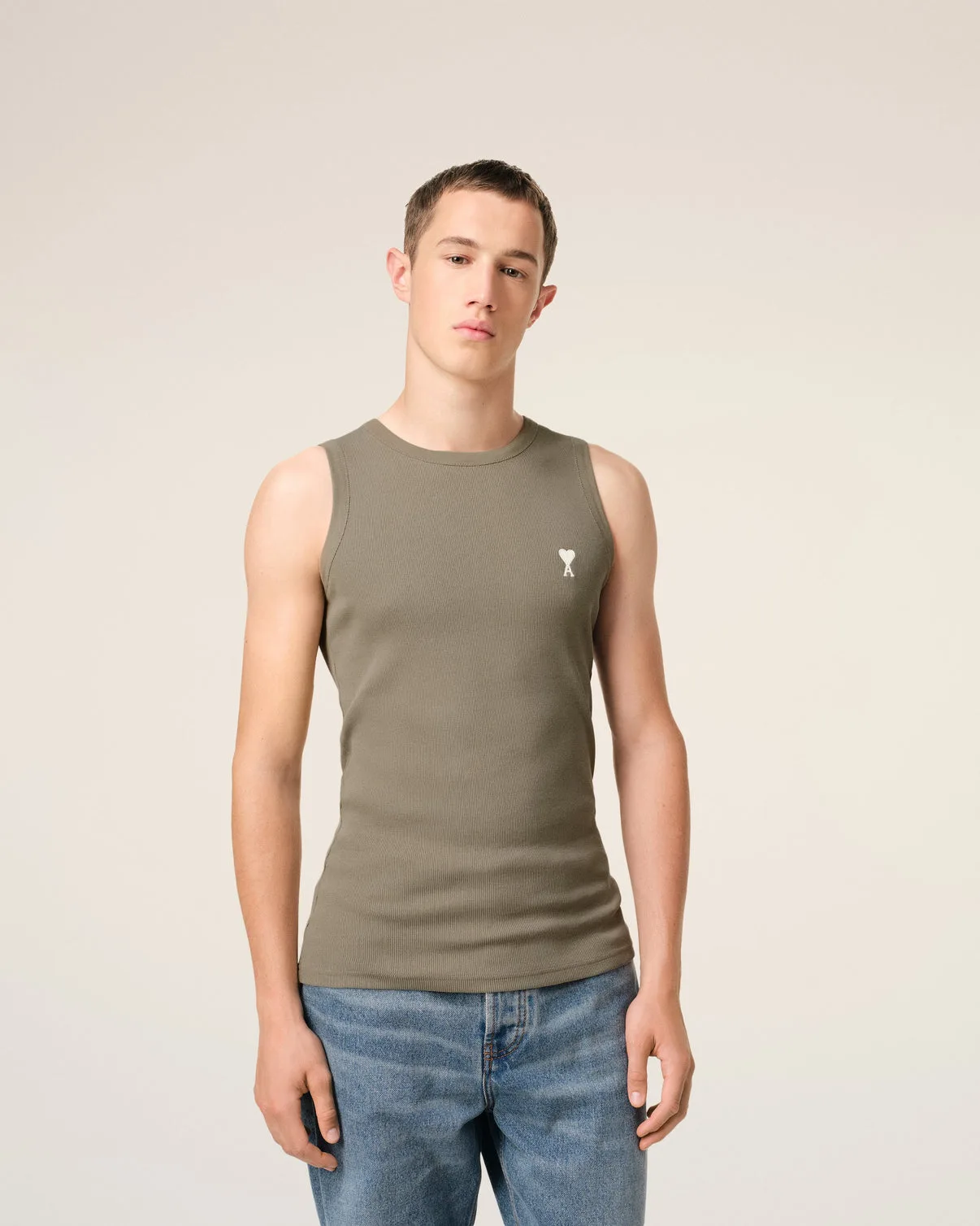 Green Cotton Rib Tanktop