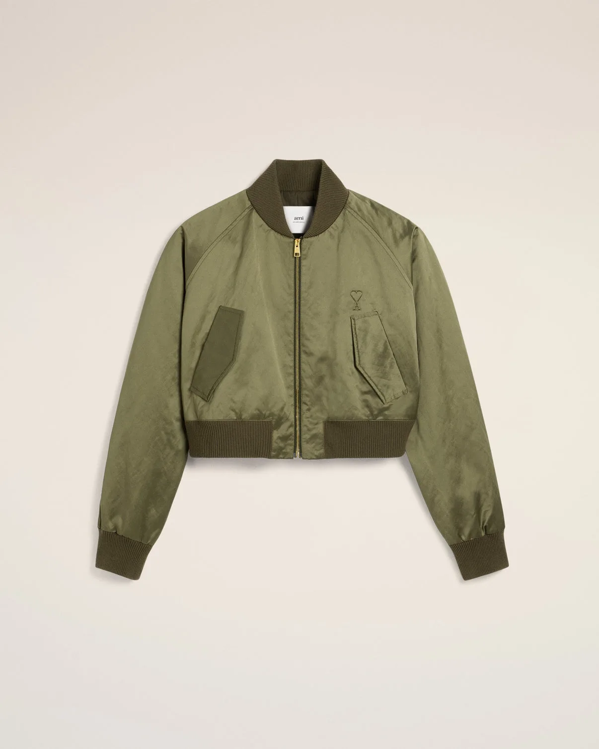 Green Cotton Satin Bomber