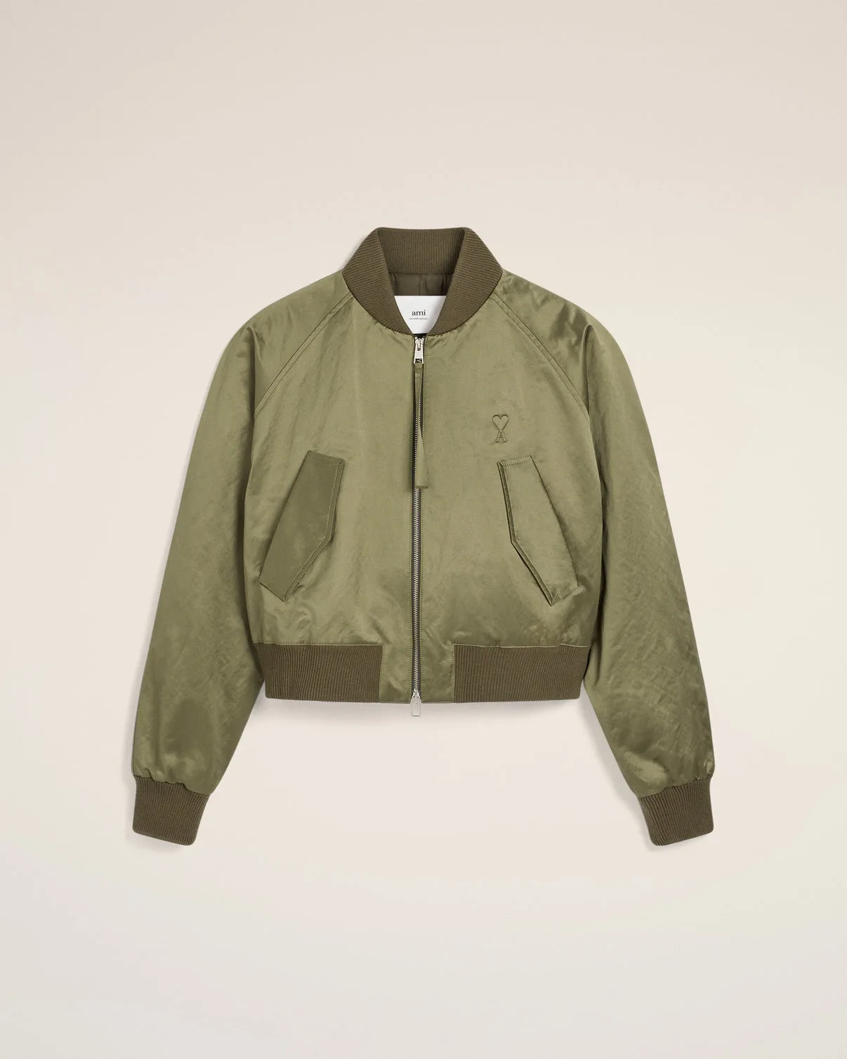 Green Cotton Satin Bomber