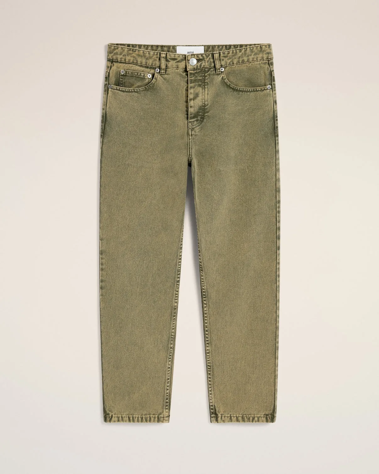 Green Cotton Tapered Fit Jeans