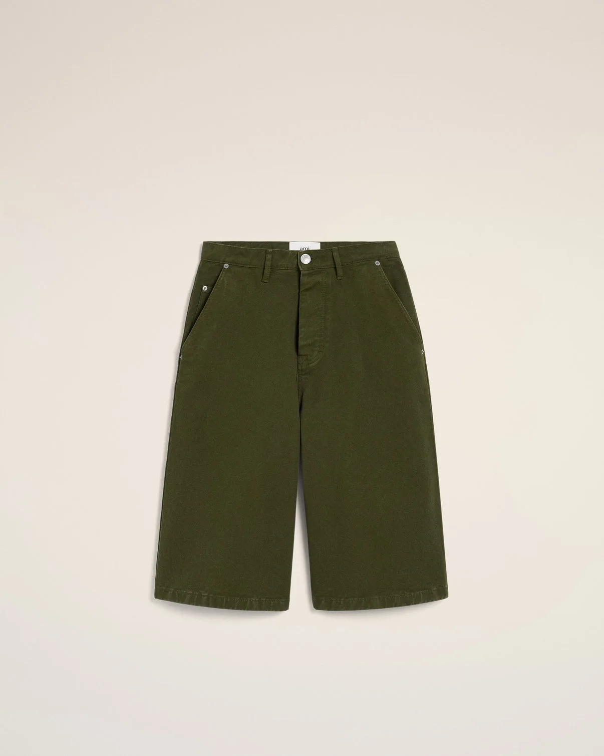 Green Cotton Wide Fit Bermuda Short