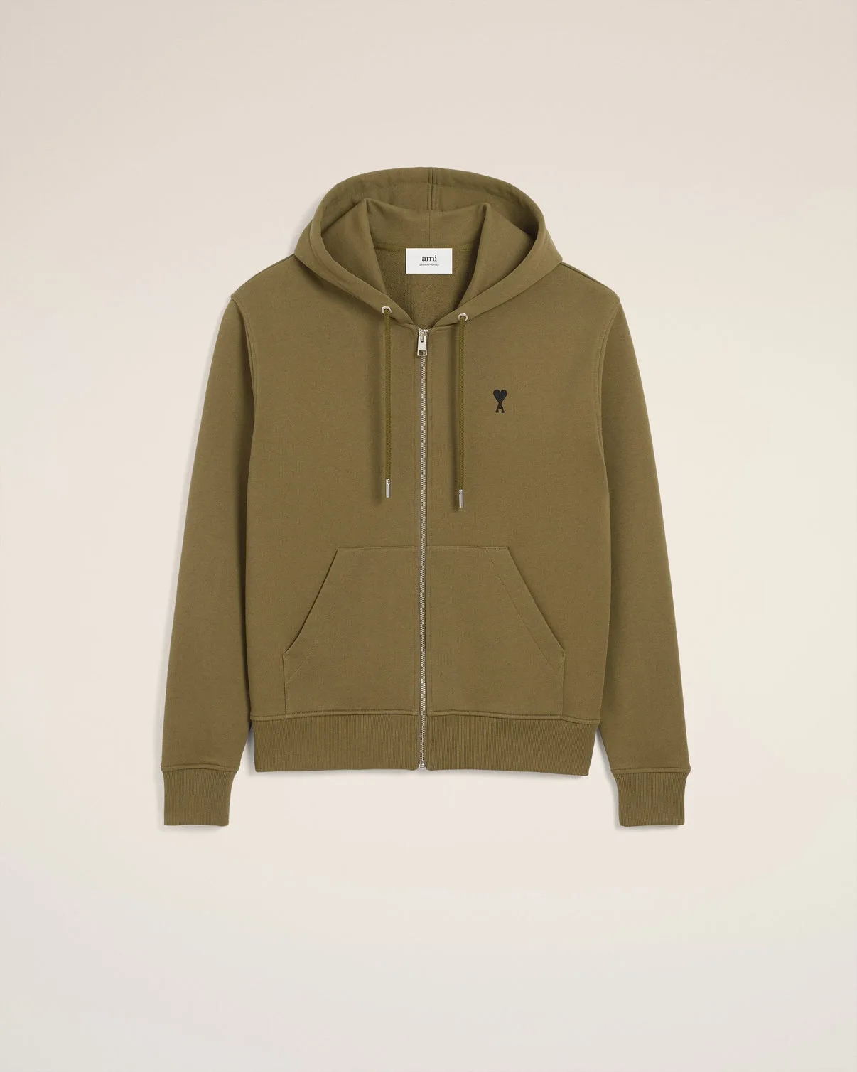 Green Cotton Zipped Hoodie