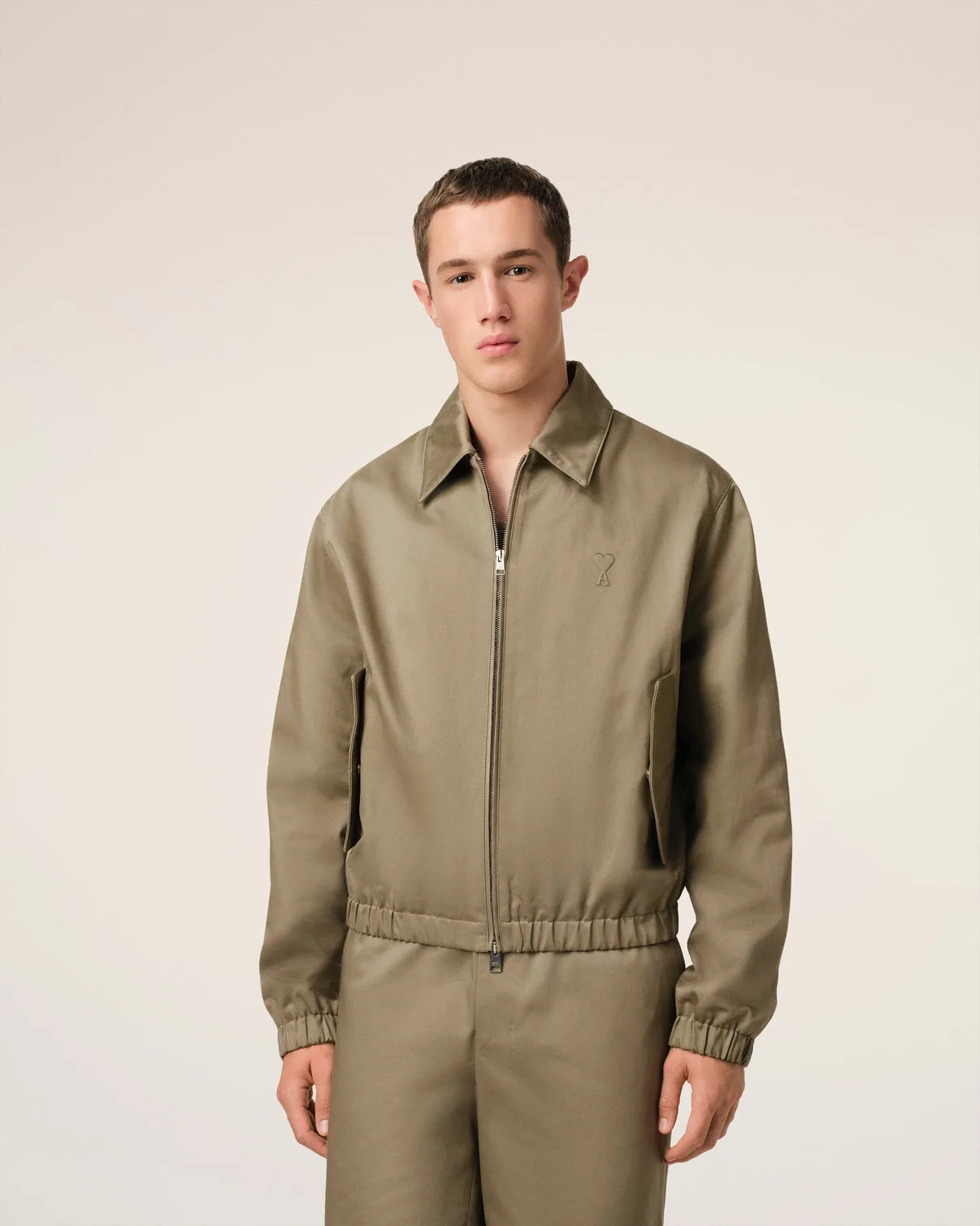 Green Cotton Zipped Jacket