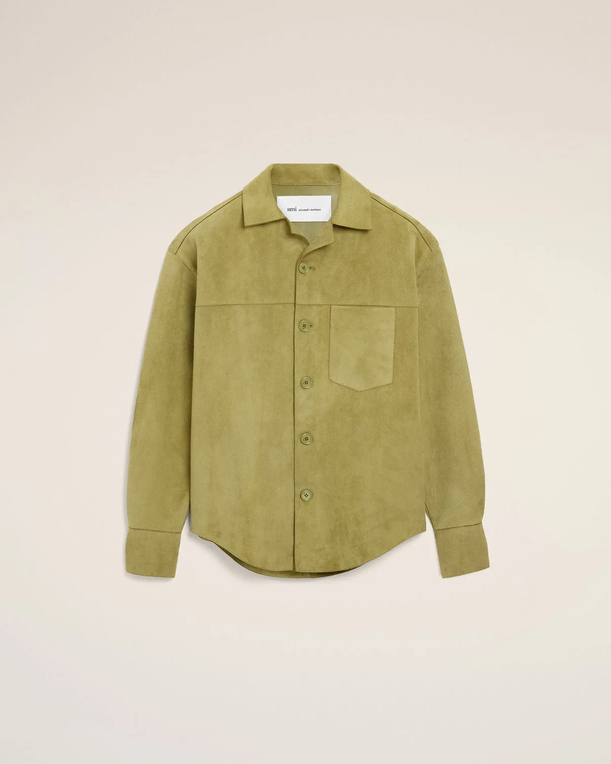 Green Goat Leather Buttoned Overshirt
