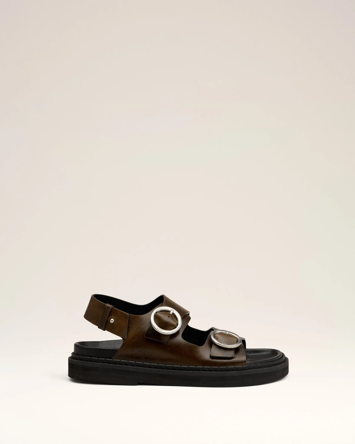 Green Leather Fussbet Midi Sandals