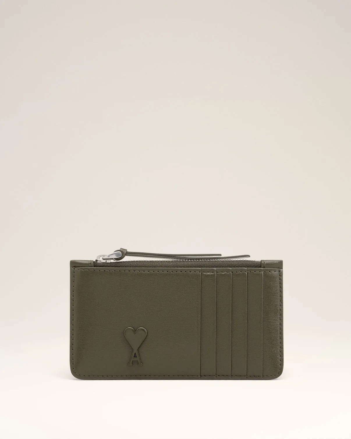Green Leather Zipped Card Holder