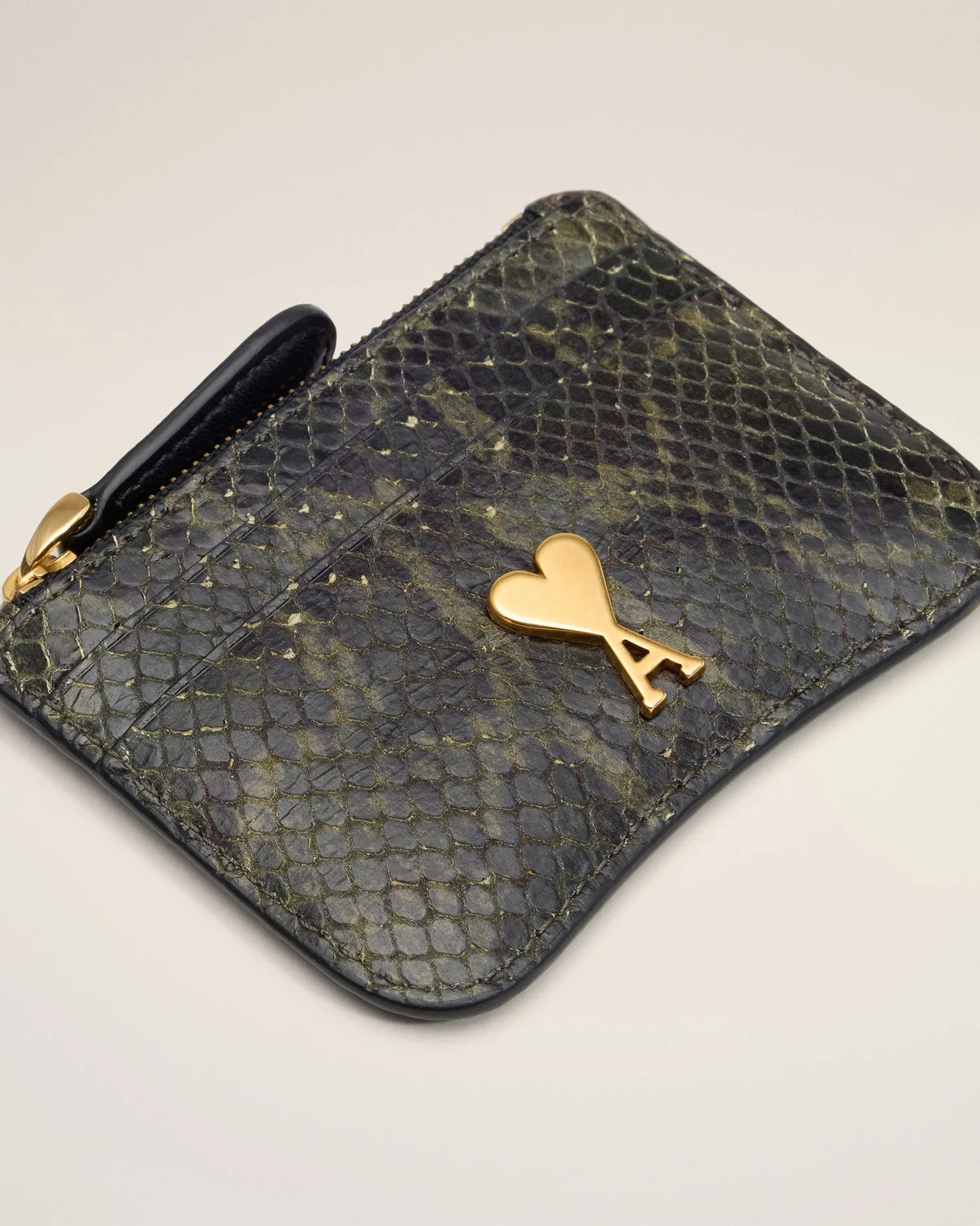 Green Leather Zipped Card Holder