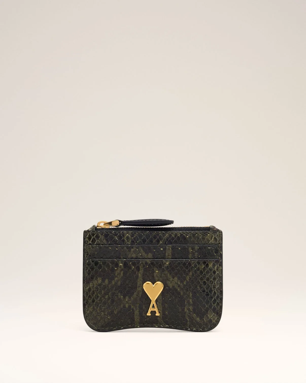 Green Leather Zipped Card Holder