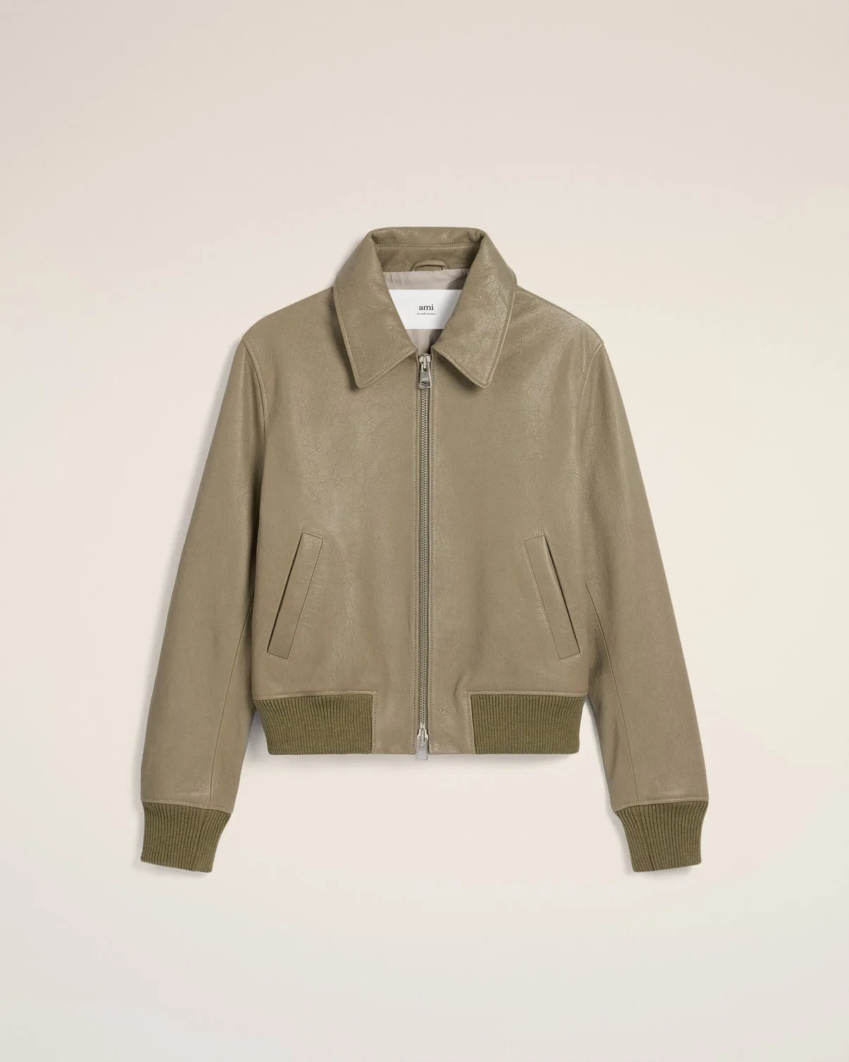 Green Leather Zipped Jacket