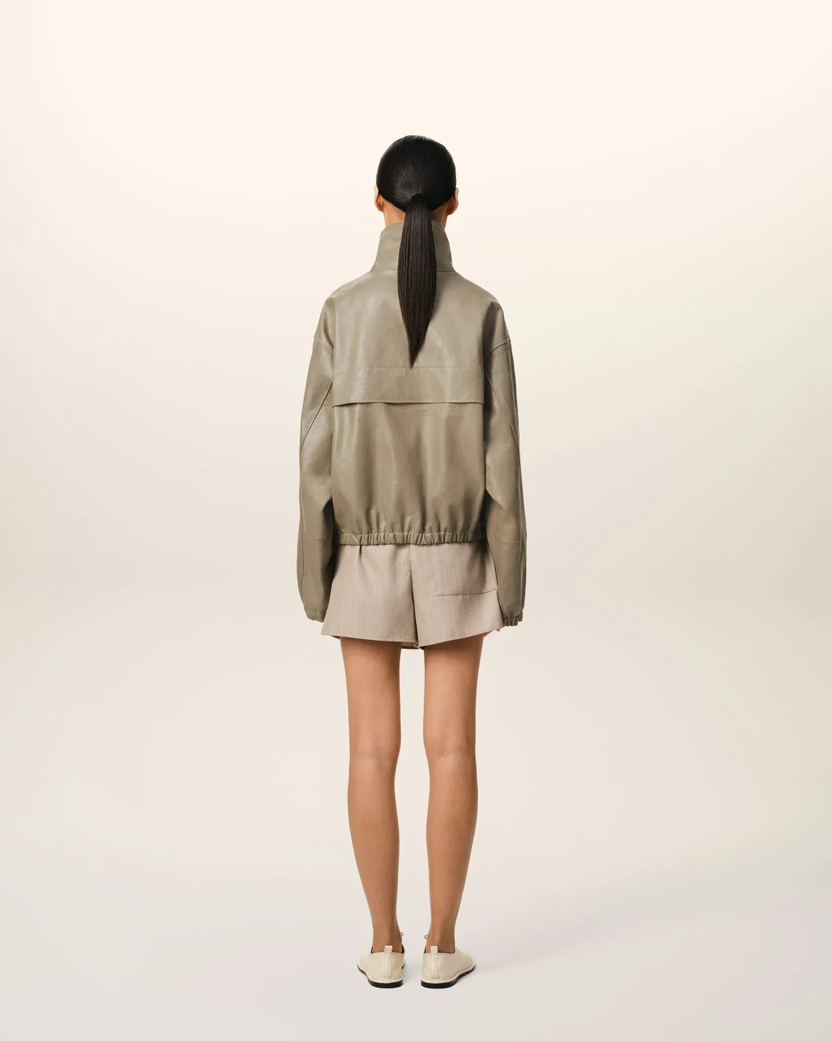Green Leather Zipped Jacket