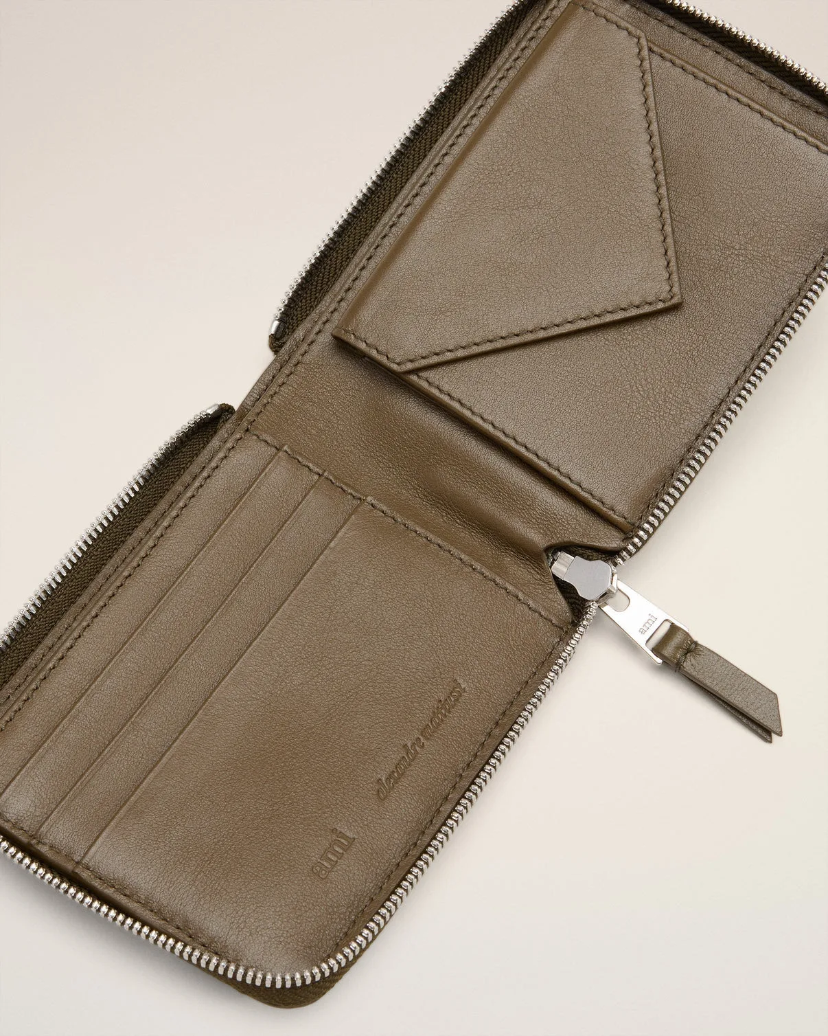 Green Smooth Leather Compact Wallet